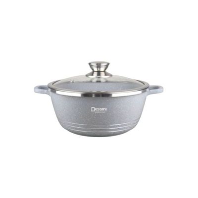 Versatile Efficient Non-stick Stay Cool Handled Shallow Casserole Pot Grey/Clear/Silver 28cm