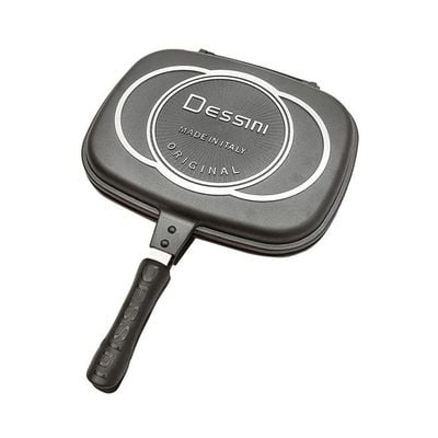 High Quality Non-Stick Double Sided Pressure Frying Pan Black/Silver 36 x 15 x 8centimeter