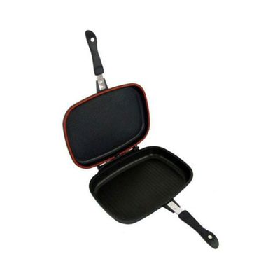 Two-Sided Double Grill Non-Stick Pressure Pan Black/Silver/Red 6x15x8cm