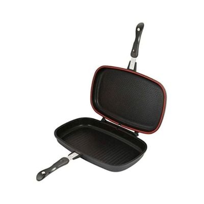 Aluminium Grilling Pan Black/Silver/Red 40cm