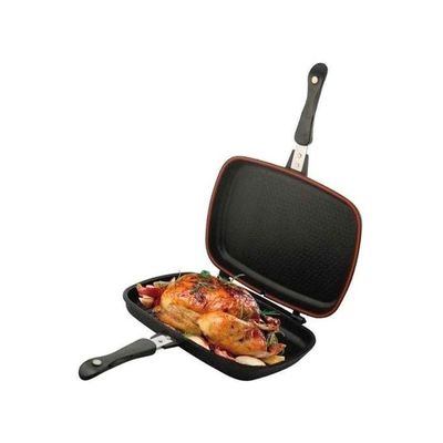 Double Sided Grill Pan Black/Silver 36x15x8centimeter