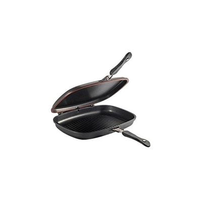 Aluminum Two-Sided Double Grill Non-stick Pressure Pan Black/White 40cm