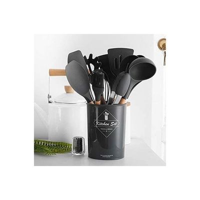12-Piece Cooking Utensil Set Black/Brown One Size