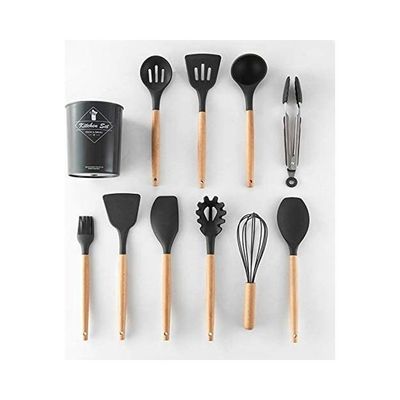 12-Piece Cooking Utensil Set Black/Brown One Size