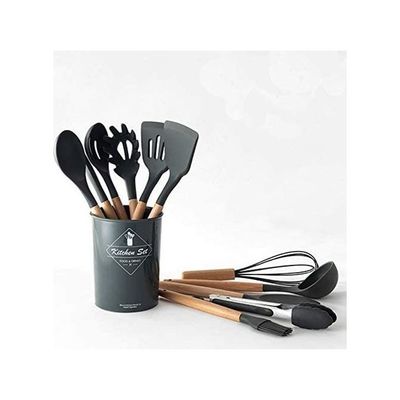 12-Piece Cooking Utensil Set Black/Brown One Size