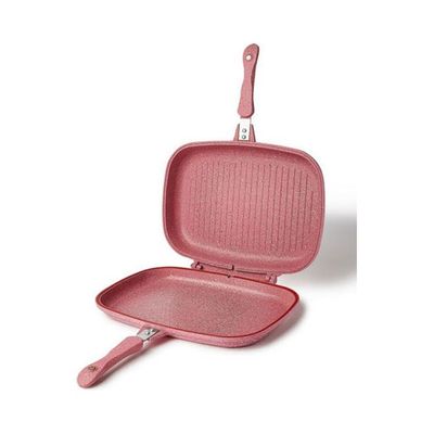 Granite Double Fry Pan Pink 40cm