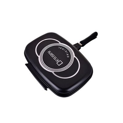 Non-Stick Double Grill Pan Black 36centimeter Non-Stick Double Grill Pan Black 36centimeter