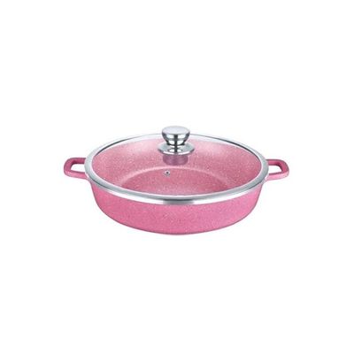 Versatile Efficient Non-stick Stay Cool Handled Granite Flat Cooking Pot Pink/Clear/Silver 40cm