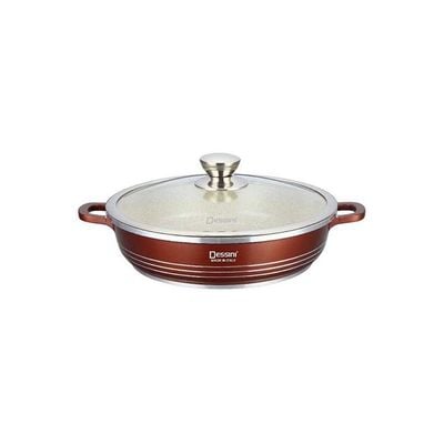 Granite Shallow Cooking Pot Brown 32centimeter