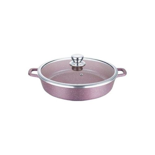 Shallow Cooking Pot Pink/Clear/Silver 40centimeter