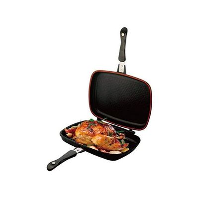 Aluminum Double Grilling Pan Black 40centimeter