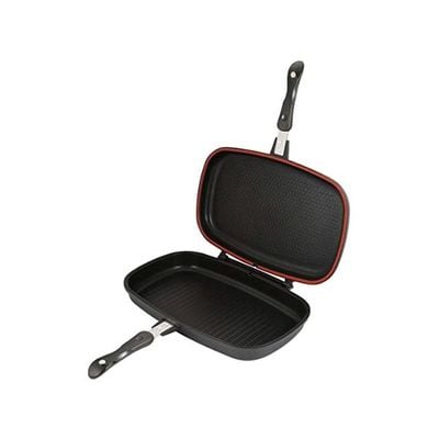 Aluminum Double Grilling Pan Black 40centimeter