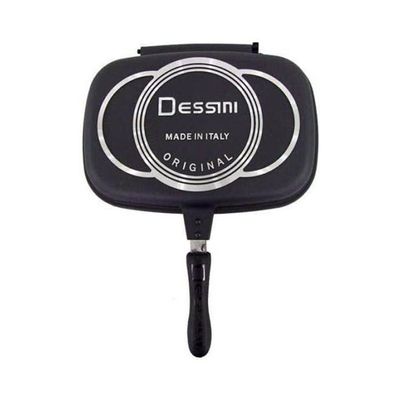 Aluminum Two-Sided Double Grill Non-Stick Pressure Pan Black 36cm