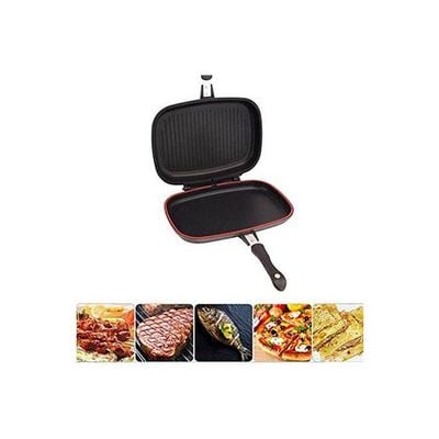 Aluminum Two-Sided Double Grill Non-Stick Pressure Pan Black 36cm