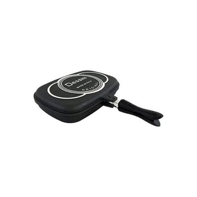 Aluminum Two-Sided Double Grill Non-Stick Pressure Pan Black 36cm