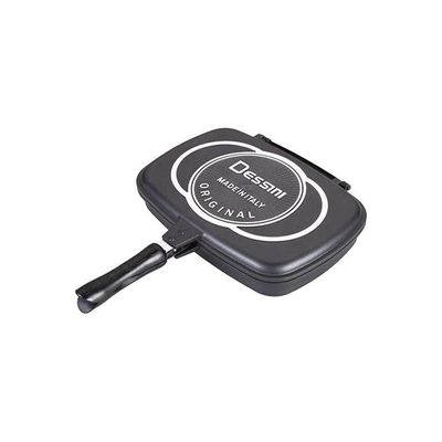 Aluminum Two-Sided Double Grill Non-Stick Pressure Pan Black 36cm