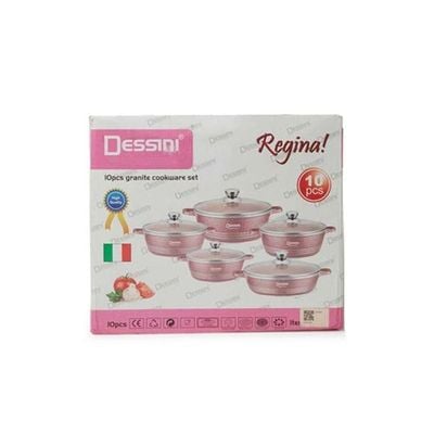 10-Piece Cookware Set Pink/Silver 20x24x26cm