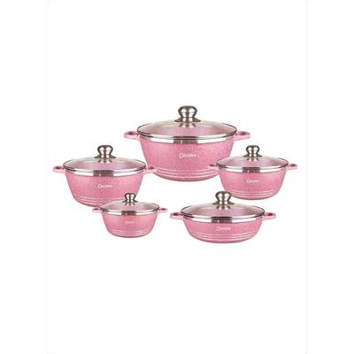 10-Piece Cookware Set Pink/Silver 20x24x26cm