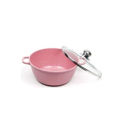 10-pieces Granite Cookware Set Pink 32cm