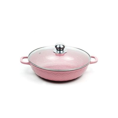 10-pieces Granite Cookware Set Pink 32cm