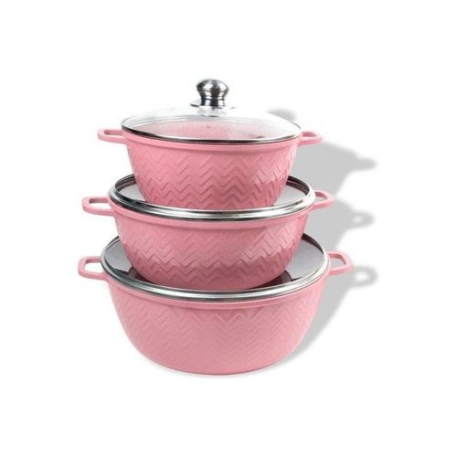 10-pieces Granite Cookware Set Pink 32cm