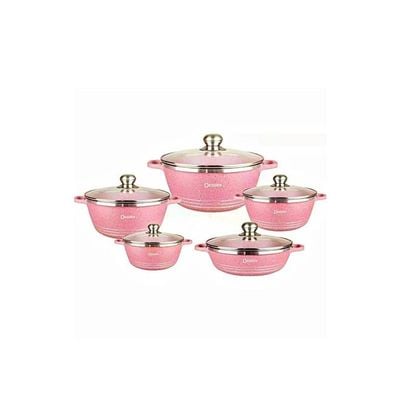 10 pieces Granite cookware set pink 20cm casserole with lid,24cm casserole with lid, 28cm casserole with lid, 32cm casserole with lid, 28cm shallow casserolecm