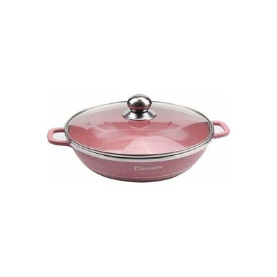 10-Piece Granite Cookware With Lids Set Includes 1xCasserole (32cm),1xCasserole (28cm), ,1xCasserole (24cm),1xCasserole (20cm) and Shallow Casserole Pink 28cm