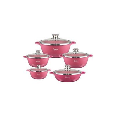 10-Piece Granite Cookware Set Pink/Clear