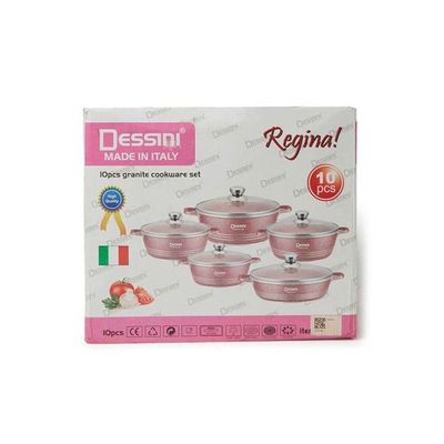 10-Piece Cookware Set Pink/Silver Very Small Casserole 20, Small Casserole 24, Medium Casserole 28, Large Casserole 32, Shallow Casserole 28cm