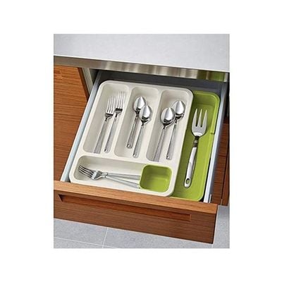 Plastic Cutlery Tray White/Green