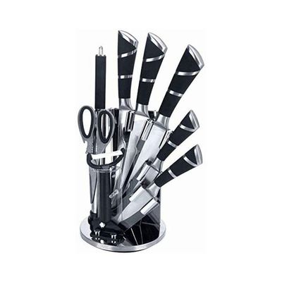 9-Piece Multi-Functional Knife Set Silver/Black