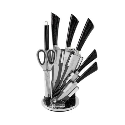 7-Piece Knife Set With Stand Black/Silver 20centimeter