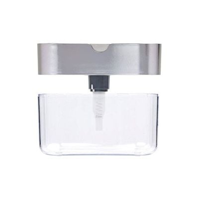 Soap Dispenser With Sponge Holder Clear/Silver 13ounce