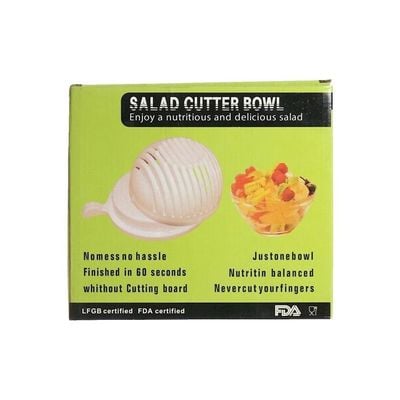 Plastic Salad Cutter Bowl White