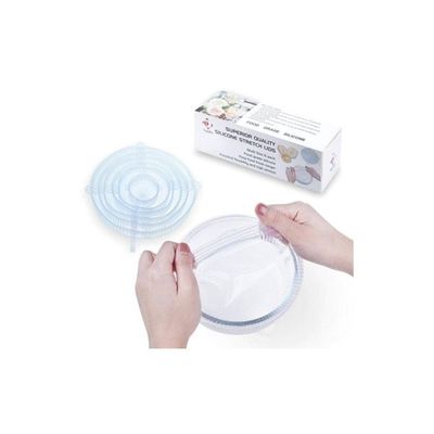 6-Piece Reusable Vacuum Lid Set Clear