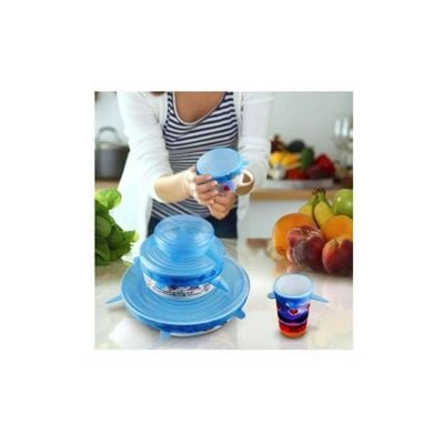 6-Piece Silicone Stretch Lid Set Blue