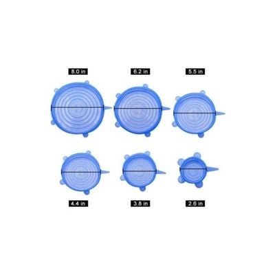 Set Of 6 Fresh Food Cover Lids Blue