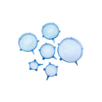 6-Piece Stretchable Silicone Lids Blue/White 158g