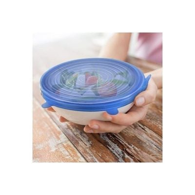 6 Piece Reusable Silicone Food Lid Set Blue