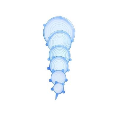 6-Piece Reusable Silicone Stretch Lids Blue 44x82x2centimeter