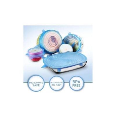 6-Piece Silicone Stretch Lid Set Blue