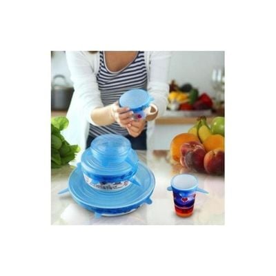 6-Piece Silicone Stretch Lid Set Blue