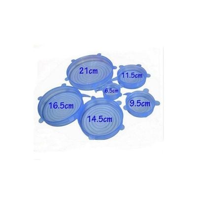 Set Of 6 Fresh Food Cover Lids Blue