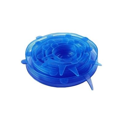 Set Of 6 Fresh Food Cover Lids Blue