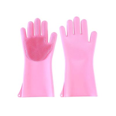 Slip Insulation Dishwashing Brush Glove Pink 33.5 x 15.5centimeter