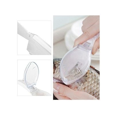 Fish Skin Cleaning Peeler With Cover Scale Catcher White 16.4 x 4.5 x 6centimeter