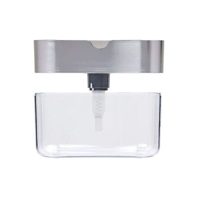 Soap Pump Dispenser with Sponge Holder Silver/Clear 14.5 x 9.5 x 13.5cm