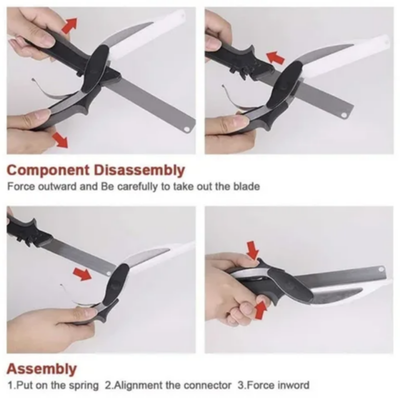 2 In 1 Smart Board Vegetable Cutter Kitchen Knife Cutting Bread Black