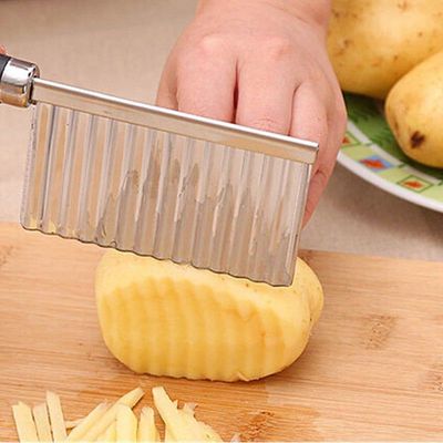 Crinkle Cutter Wavy French Fry Slicer Potato Ripple Knife Silver 22*2*6cm