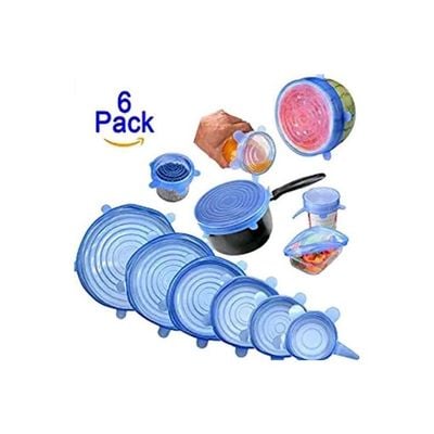 Set Of 6 Fresh Food Cover Lids Blue